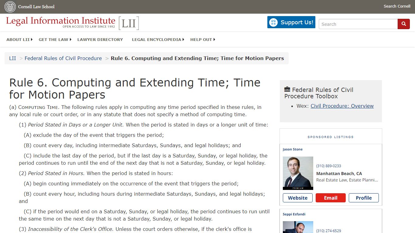 Rule 6. Computing and Extending Time; Time for Motion Papers | Federal ...